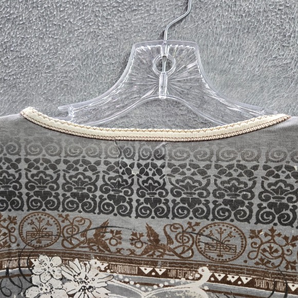 VINTAGE Skinny Minnie Women Top Large Gray Shirt Diamond Express Rhinestones Y2K - Picture 9 of 9